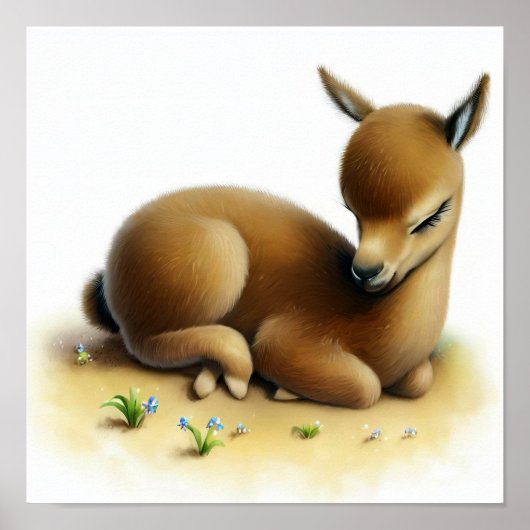 Poster Une peinture numérique d'une jeune mignonne Vicuna (Devant)