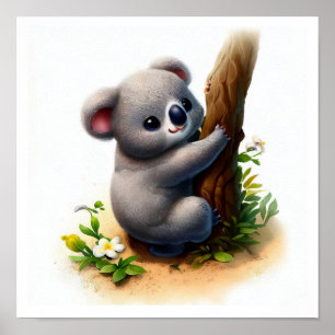 Poster Une peinture numérique d'une jolie Koala