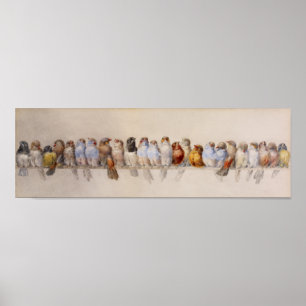 Poster Une perche d'oiseaux (1880) Hector Giacomelli Full