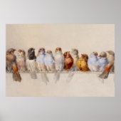 Poster Une perche d'oiseaux Aquarelle Vintage (Devant)