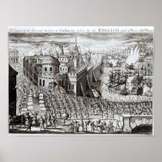 Poster Une perspective de la ville et du port (Devant)