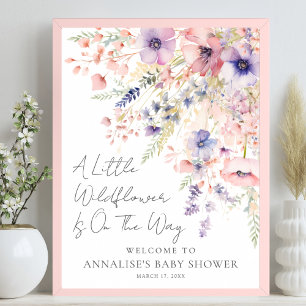 Poster Une petite bienvenue de shower de bébé floral de p