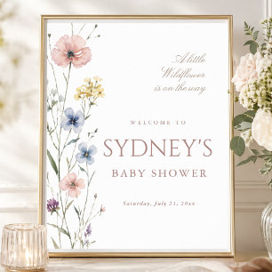 Poster Une petite bienvenue pour une baby shower Fleur Sa