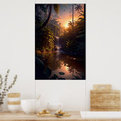 Poster Une petite cascade dans l'enceinte de la jungle (Cuisine)