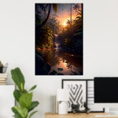 Poster Une petite cascade dans l'enceinte de la jungle (Bureau à domicile)