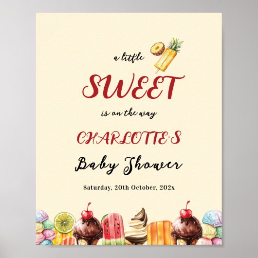 Poster Une petite douceur arrive Fête bébé glace (Devant)