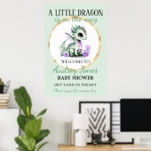 Poster Une petite dragonne arrive Baby Shower (Bureau à domicile)