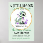 Poster Une petite dragonne arrive Baby Shower (Devant)