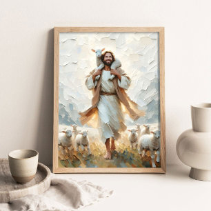 Poster Une petite famille, Art chrétien numérique, Jésus