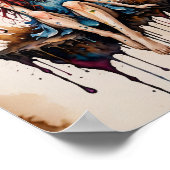 Poster Une petite fée ailée en aquarelle sur parchemin (Coin)