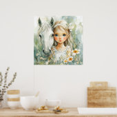 Poster Une petite fille avec un cheval (Cuisine)