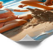 Poster Une petite fille et un garçon Bâtir un château de (Coin)