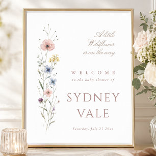Poster Une petite fleur sauvage Bienvenue à la baby showe