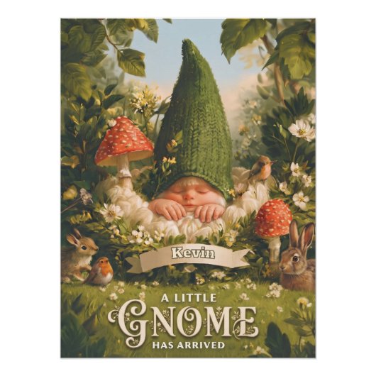 Poster Une petite gnome est arrivée Annonce de naissance (Devant)