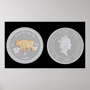 Poster Une pièce commémorative en argent