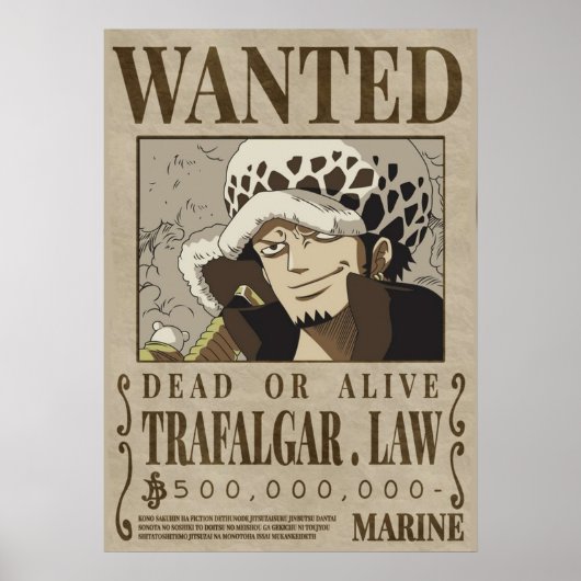 Poster Une pièce Trafalgar Law recherchée (Devant)