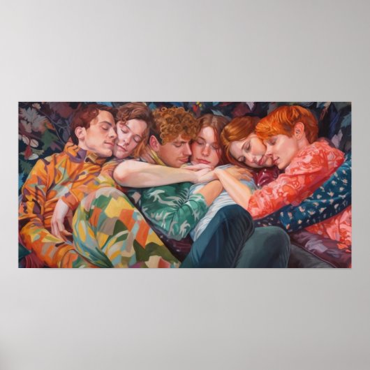 Poster Une pile de chiot en polypyjama (Devant)