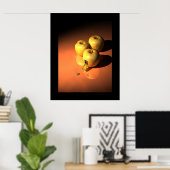 Poster Une pomme à horloge - Golden mécanique (Bureau à domicile)