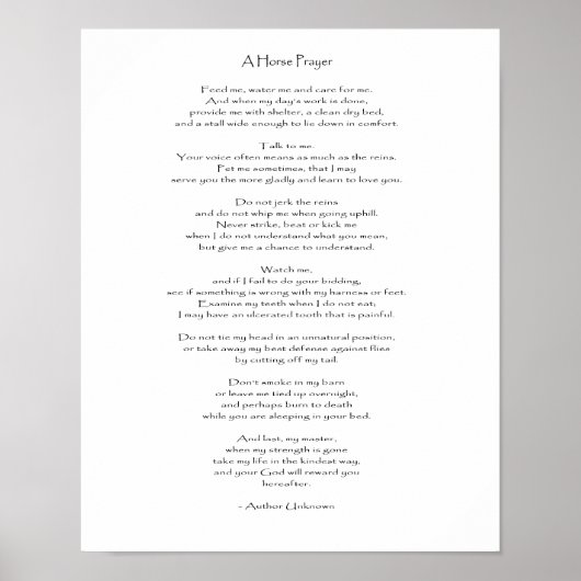 Poster Une prière de cheval - Imprimer (Devant)