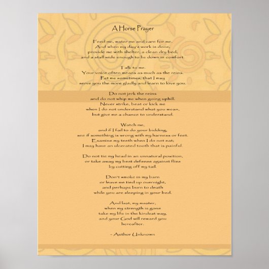 Poster Une prière de cheval - Imprimer (Devant)