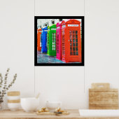 Poster Une rangée de boîtes de téléphone aux couleurs viv (Cuisine)