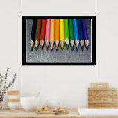 Poster Une rangée de crayons colorés. (Cuisine)