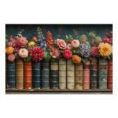 Poster Une rangée de livres et de fleurs (Devant)