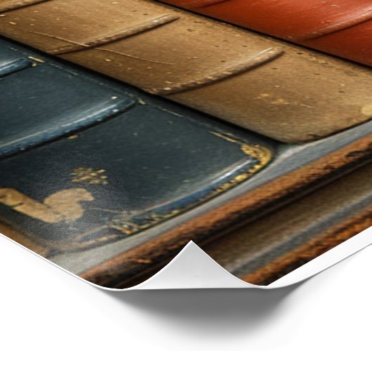 Poster Une rangée de livres et de fleurs (Coin)