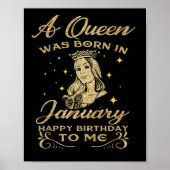 Poster Une Reine Est Née En Janvier Joyeux Anniversaire P (Devant)