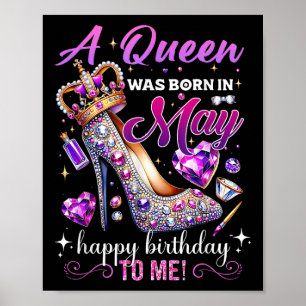 Poster Une Reine Est Née En Mai Femmes Joyeux Anniversair