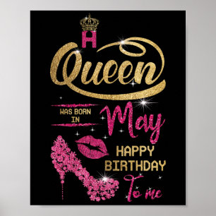 Poster Une Reine Est Née En Mai Joyeux Anniversaire Pour