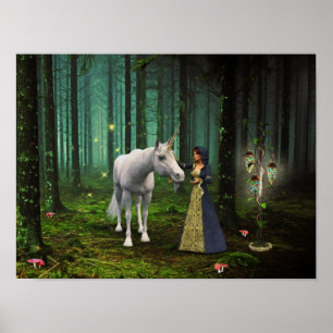 Poster Une rencontre magique - Unicorn Imaginaire Art Imp