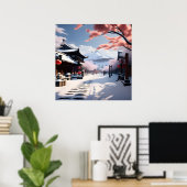 Poster Une rue neigeuse coréenne (Bureau à domicile)