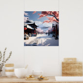 Poster Une rue neigeuse coréenne (Cuisine)