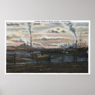 Poster Une scène de bois de charpente