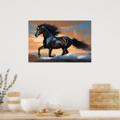 Poster Une scène de la nature Un cheval noir (Cuisine)