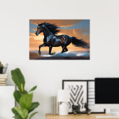Poster Une scène de la nature Un cheval noir (Bureau à domicile)
