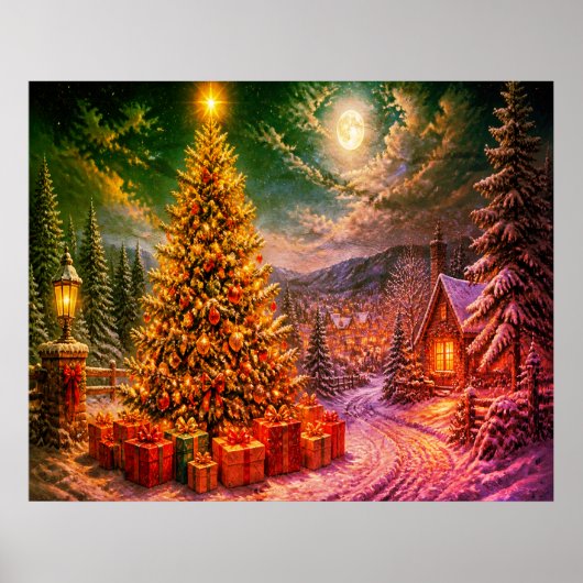 Poster Une scène de Noël dans la rue du quartier (Devant)