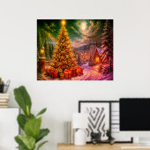 Poster Une scène de Noël dans la rue du quartier (Bureau à domicile)