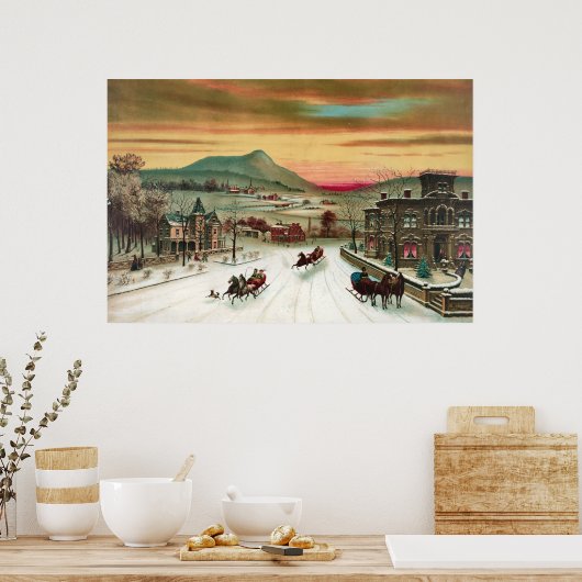 Poster Une scène de Noël dans un pays (Cuisine)