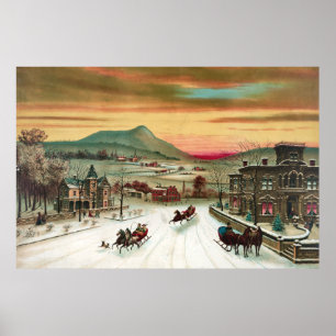 Poster Une scène de Noël de pays