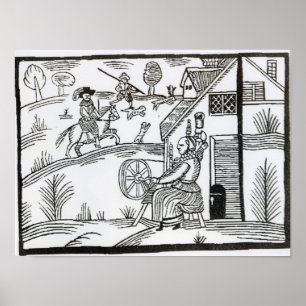 Poster Une scène de pays avec une femme en train de tourn