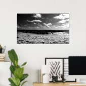 Poster Une scène de plage noire et blanche (Bureau à domicile)