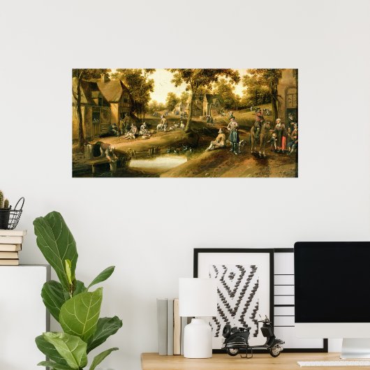 Poster Une Scène De Village (Bureau à domicile)