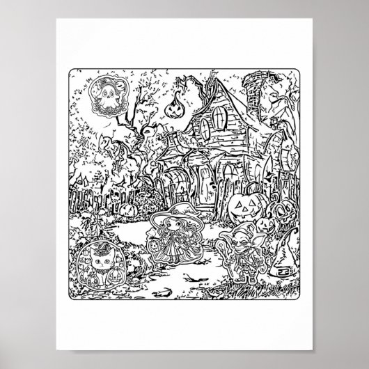 Poster Une scène d'Halloween Éffrayante (Devant)