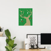 Poster Une silhouette d'un cerf aux étoiles suspendues à  (Bureau à domicile)