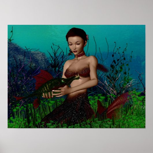 Poster Une sirène et son poisson (Devant)