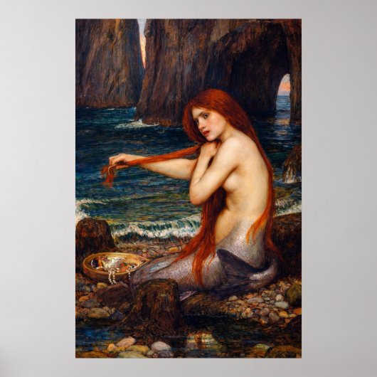 Poster Une sirène par John William Waterhouse (Devant)