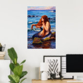 Poster Une sirène par John William Waterhouse (Bureau à domicile)