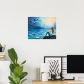 Poster Une sirène surveille le navire dans la mer d'orage (Bureau à domicile)